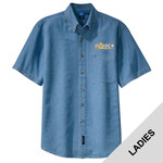 LSP11 - B322E001 - EMB - Ladies Short Sleeve Denim Shirt